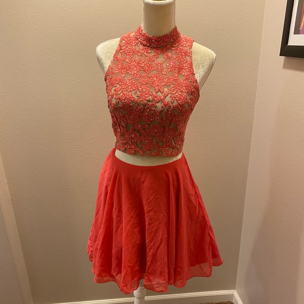 Two piece coral formal wear